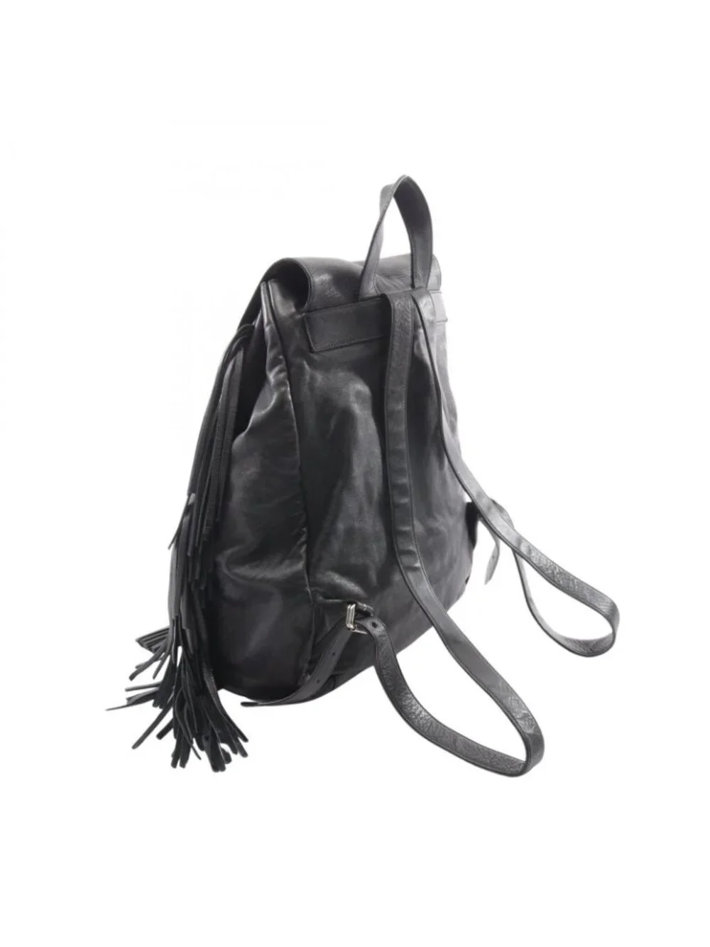 Saint Laurent Paris Backpack Festival Fringe Black Leather